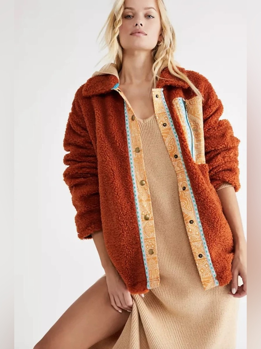 NEW Free People This and That Sherpa Cardi Sherpa Jacket Size M